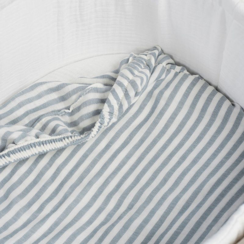 Lot de 2 draps housses pour nacelle Praliné Vichy Rayures Matcha Walking Mum Ambiance 6